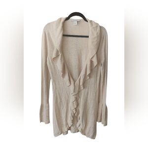 White House Black Market Sweater Rabbit Hair Blend Open Cardigan Size M